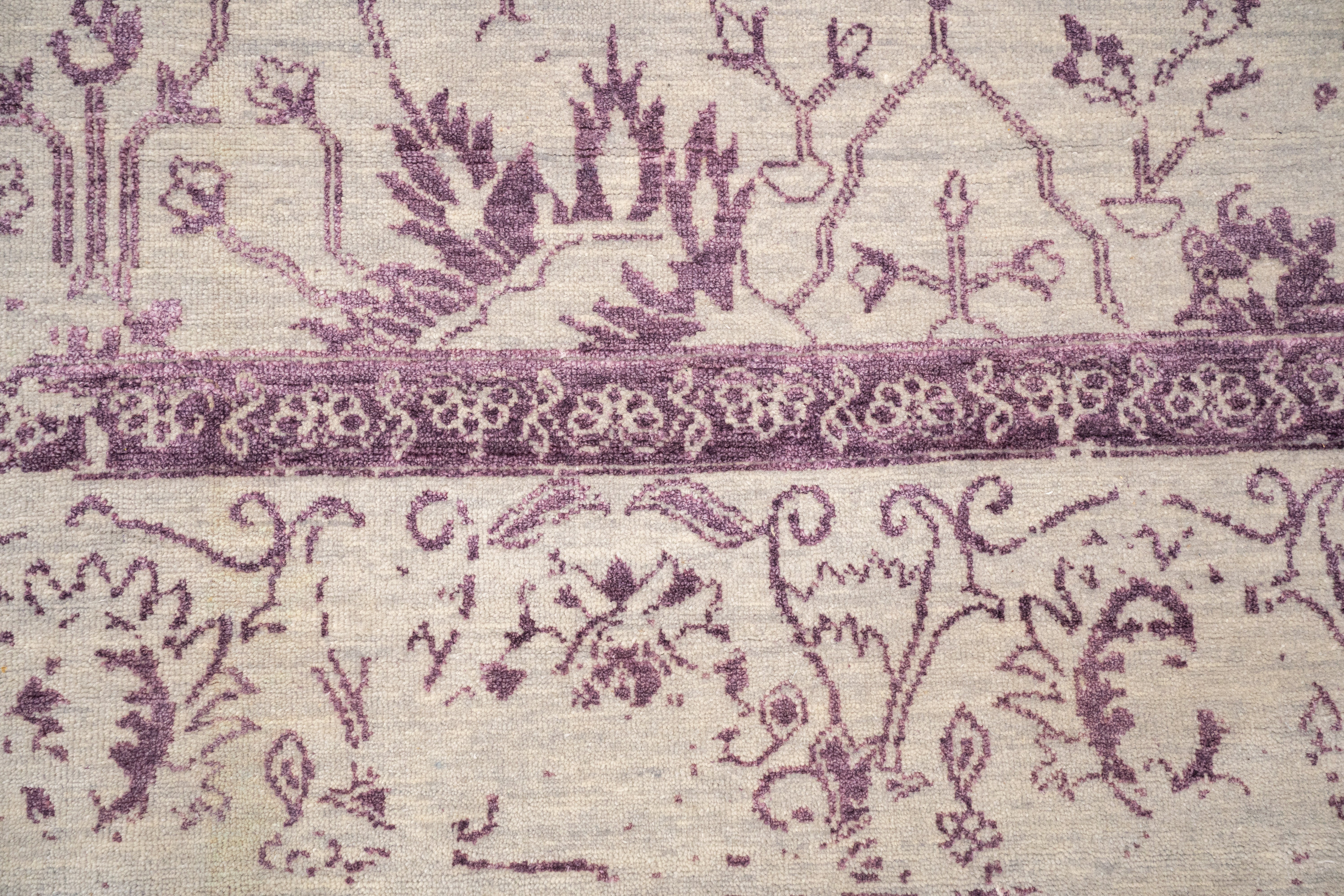 Handknotted Carpet, DIA - 4351 VASE 3, Silver & Wine
